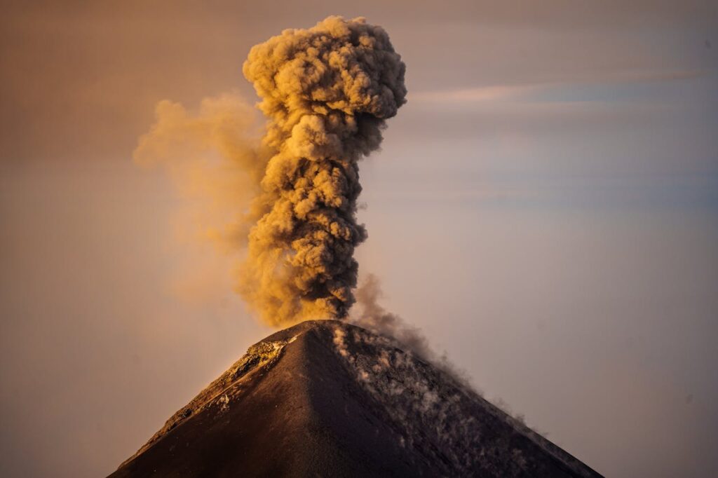 Column of Smoke Over the Volcano